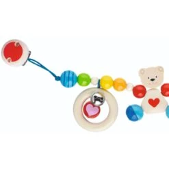 Chaîne De Poussette En Bois Ourson Petit Cœur Heimess® - Bébé Bio -Jouets En Bois chaine de poussette en bois ourson petit coeur heimess accessoire bebe bio 1