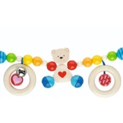Chaîne De Poussette En Bois Ourson Petit Cœur Heimess® - Bébé Bio -Jouets En Bois chaine de poussette en bois ourson petit coeur heimess accessoire bebe bio 2