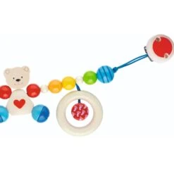 Chaîne De Poussette En Bois Ourson Petit Cœur Heimess® - Bébé Bio -Jouets En Bois chaine de poussette en bois ourson petit coeur heimess accessoire bebe bio 3