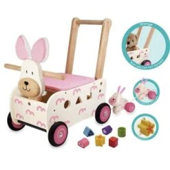 Chariot De Marche En Bois 3 En 1 Lapine Rosa Blanche I'm Toy®- Chariot Enfants -Jouets En Bois chariot de marche en bois 3 en 1 lapine rosa blanche i m toy chariot enfants 2