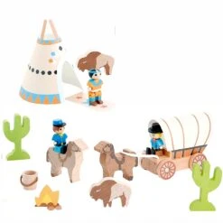 Figurines En Bois Coffret Far West Jeujura | Ref: 8277 - Jouets Ecologiques