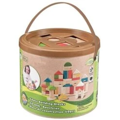 EverEarth® Cubes Blocs De Construction Seau 50 Pièces - Jouets Bois -Jouets En Bois everearth cubes blocs de construction seau 50 pieces jouets bois 2