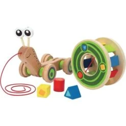Jouet à Tirer Escargot Roulant Avec Jeu De Formes Hape®- Jouets Bois -Jouets En Bois hape jouet a tirer escargot de formes jouets hape 2