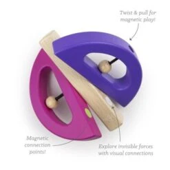 Hochet En Bois Magnétique Tegu® Papillon Violet & Rose - Jouets En Bois -Jouets En Bois hochet en bois magnetique tegu papillon violet jouets en bois 3