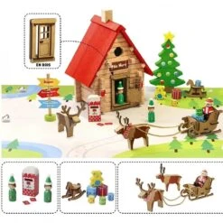 Jeu De Construction En Bois Le Chalet De Noël 90 Pièces Jeujura® | Ref: 8094 - Jouets Bois France -Jouets En Bois jeu de construction en bois le chalet de noel 90 pieces jeujura ref 8094 jouets bois france 2
