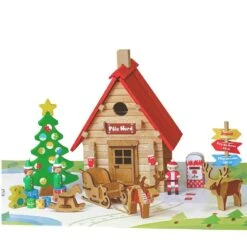 Jeu De Construction En Bois Le Chalet De Noël 90 Pièces Jeujura® | Ref: 8094 - Jouets Bois France