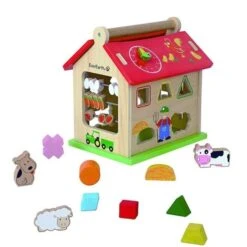 Jouet En Bois Ferme D'Activités Boîte à Formes Trieur De Formes EverEarth® - Jouets D'éveil