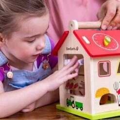 Jouet En Bois Ferme D'Activités Boîte à Formes Trieur De Formes EverEarth® - Jouets D'éveil -Jouets En Bois jouet en bois ferme d activites boite a formes trieur de formes everearth jouets d eveil 4