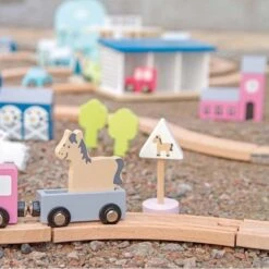 Jouets En Bois Circuit Train De Petites Voitures Roses 37 Pièces Jabadabado® - Jeux Bois Enfants -Jouets En Bois jouets en bois circuit train de petites voitures roses jabadabado jeux bois enfants 4