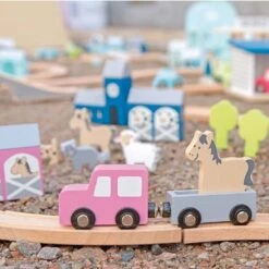 Jouets En Bois Circuit Train De Petites Voitures Roses 37 Pièces Jabadabado® - Jeux Bois Enfants -Jouets En Bois jouets en bois circuit train de petites voitures roses jabadabado jeux bois enfants 5