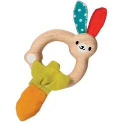 Plantoys Hochet Bois & Tissu Lapin Plantoys - Jouet En Bois 1er âge