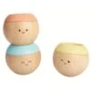 Set 3 Hochets Bois Têtes Sensorielles Pastelles Plantoys® - Jouet En Bois Bébé
