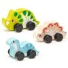 Set 3 Petites Voiture Premier âge En Bois Dino Joyeux Cubika® - Jouets Bois