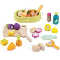 Set Dinette Set Salades Légumes Et Aliments à Découper Sevi 1831® - Jouet En Bois
