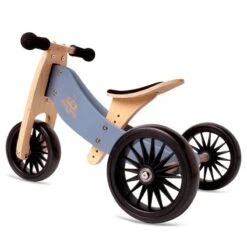 Tricycle évolutif Draisienne En Bois 2 En 1 Tiny Tot Plus 12" Bleu Ardoise Kinderfeets® - Tricycle Bois